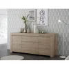 Buffet 2 portes et 3 tiroirs en bois FIRENZE décor chene