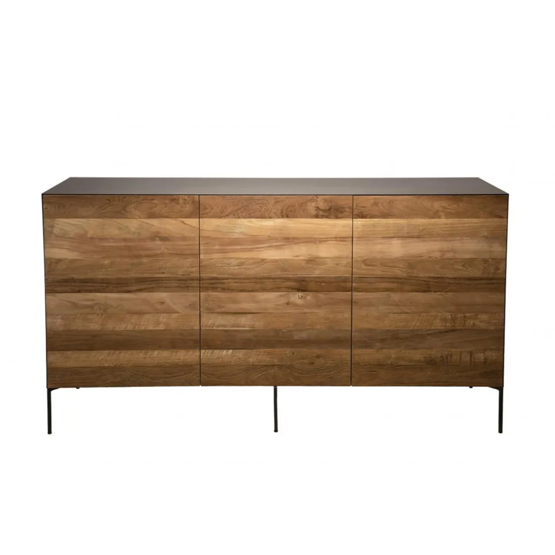 Buffet 3 Portes MADISON Bois Teck Recyclé Métal Et Pieds Métal