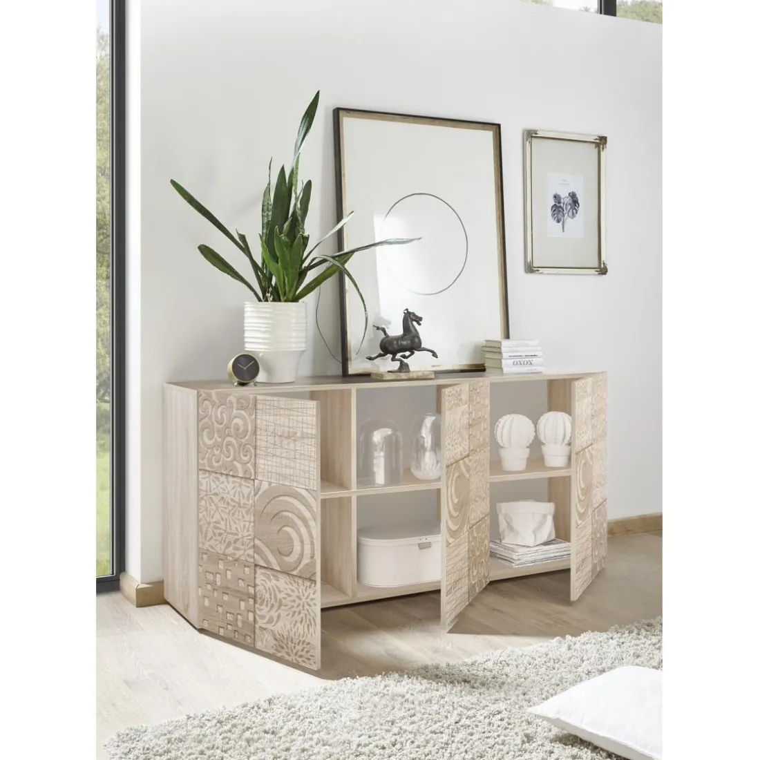 Buffet 3 portes MIRO décor chêne