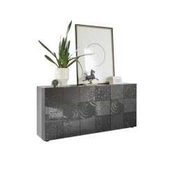Buffet 3 portes MIRO laqué gris brillant