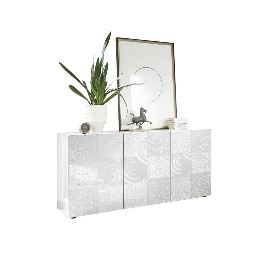 Buffet 3 portes MIRO laqué blanc brillant