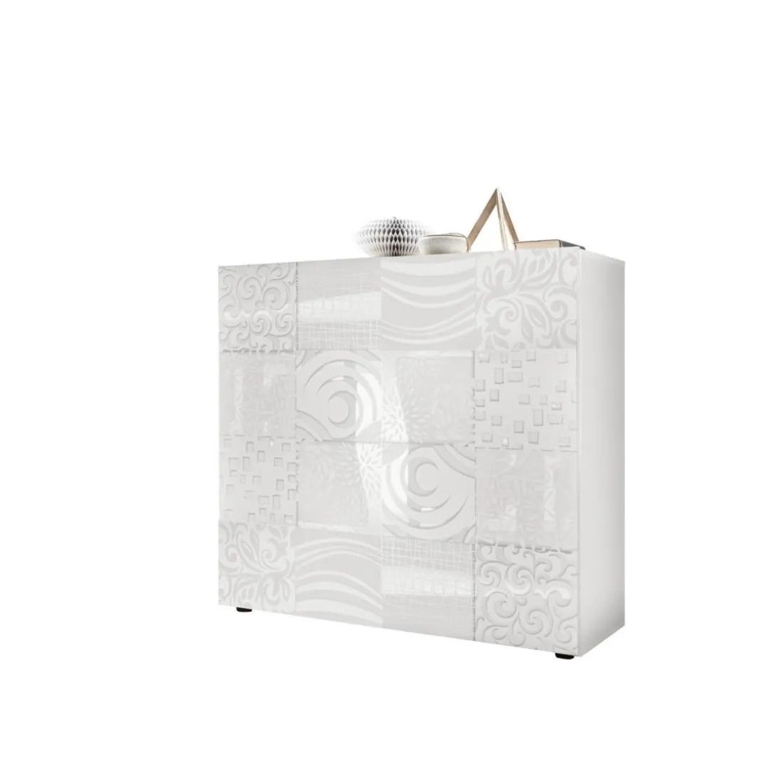 Buffet 2 portes MIRO laqué blanc brillant