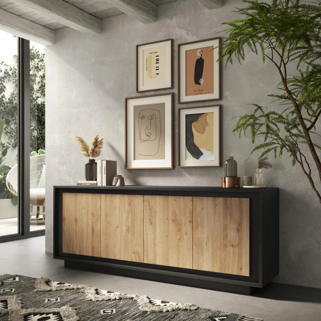 Buffet 4 portes panneaux de particules