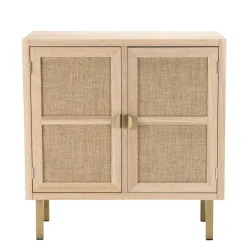 Buffet ALINE 2 Portes Toile De Jute Pieds Métal Doré