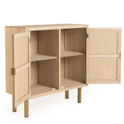 Buffet ALINE 2 Portes Toile De Jute Pieds Métal Doré