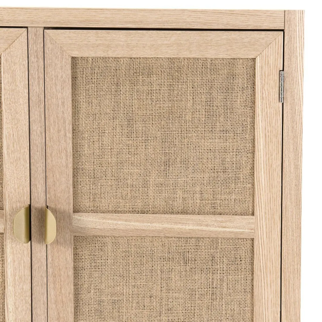 Buffet ALINE 2 Portes Toile De Jute Pieds Métal Doré