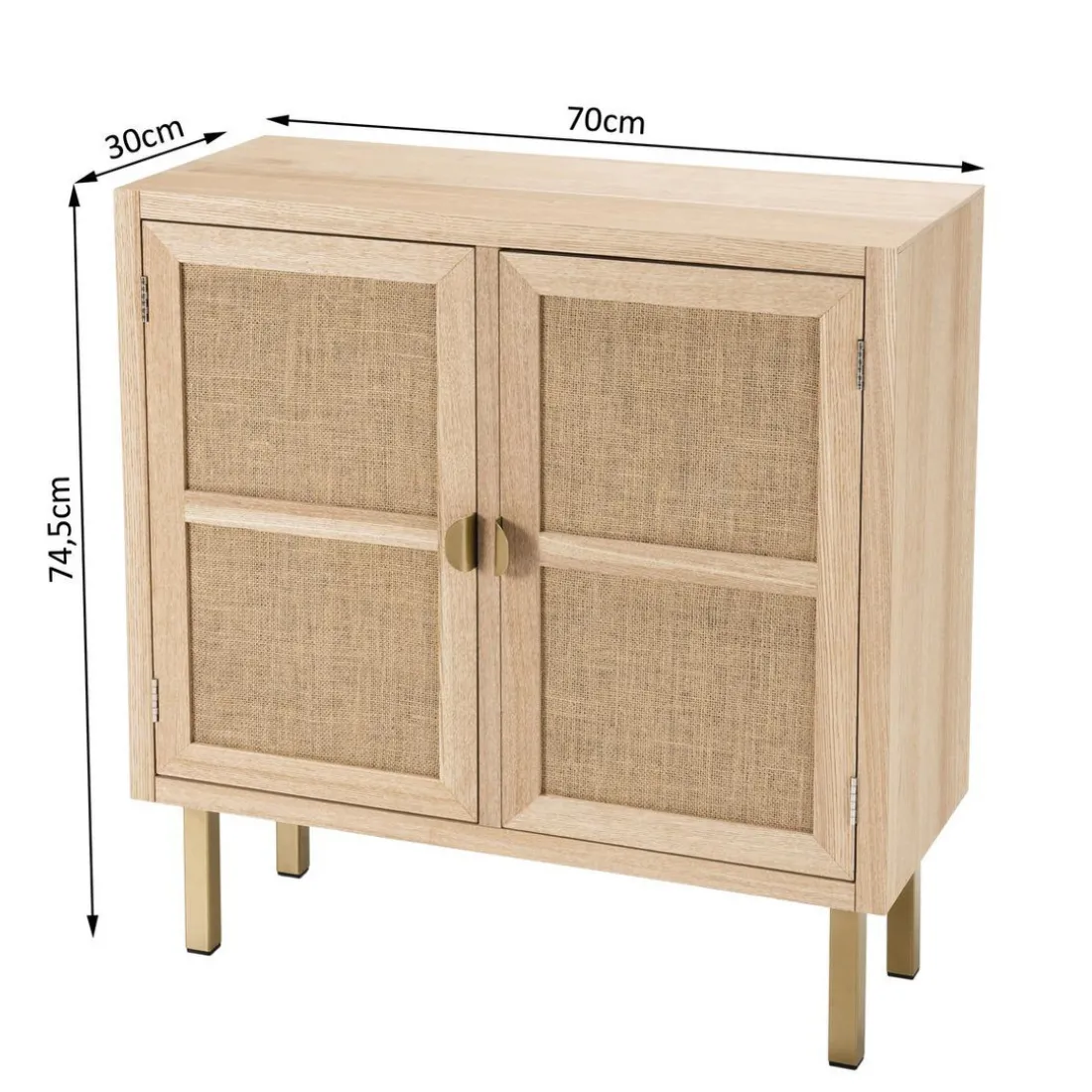 Buffet ALINE 2 Portes Toile De Jute Pieds Métal Doré