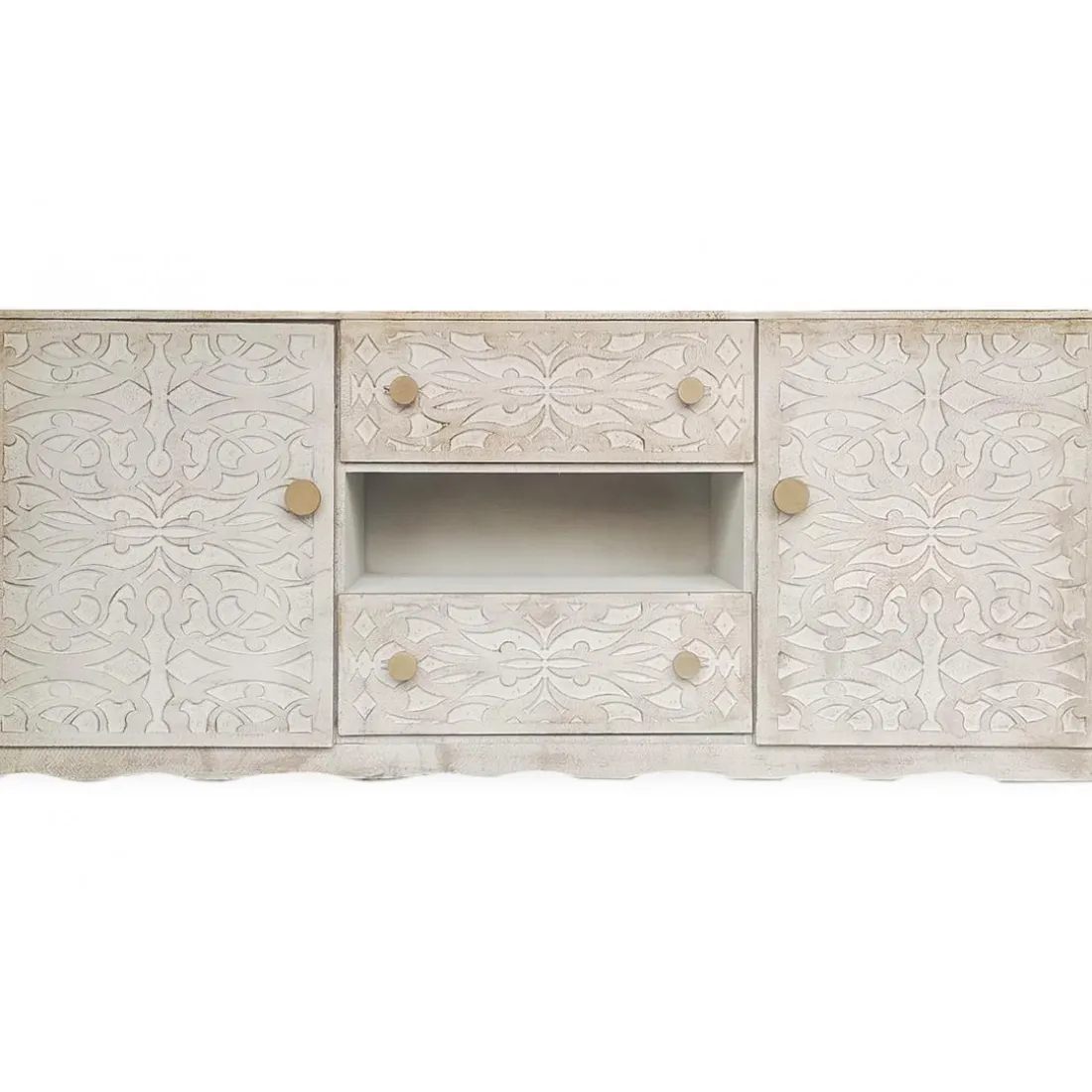 Buffet avec moulures PORTO Bois Blanc et Or