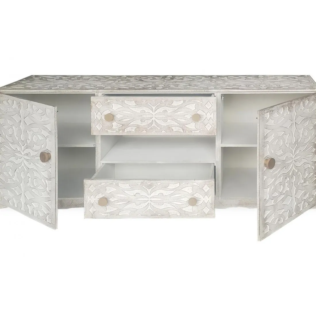 Buffet avec moulures PORTO Bois Blanc et Or