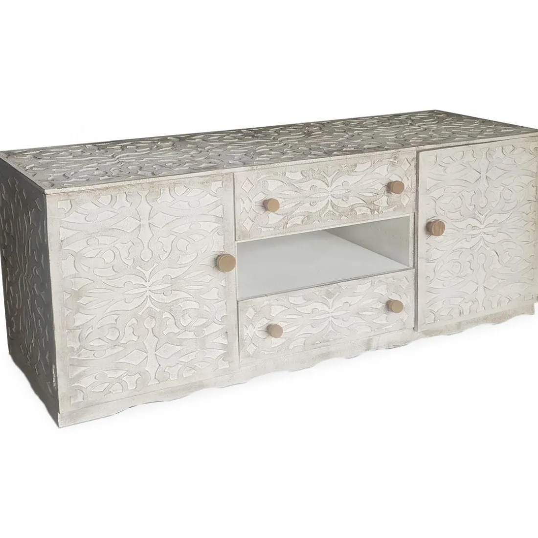 Buffet avec moulures PORTO Bois Blanc et Or