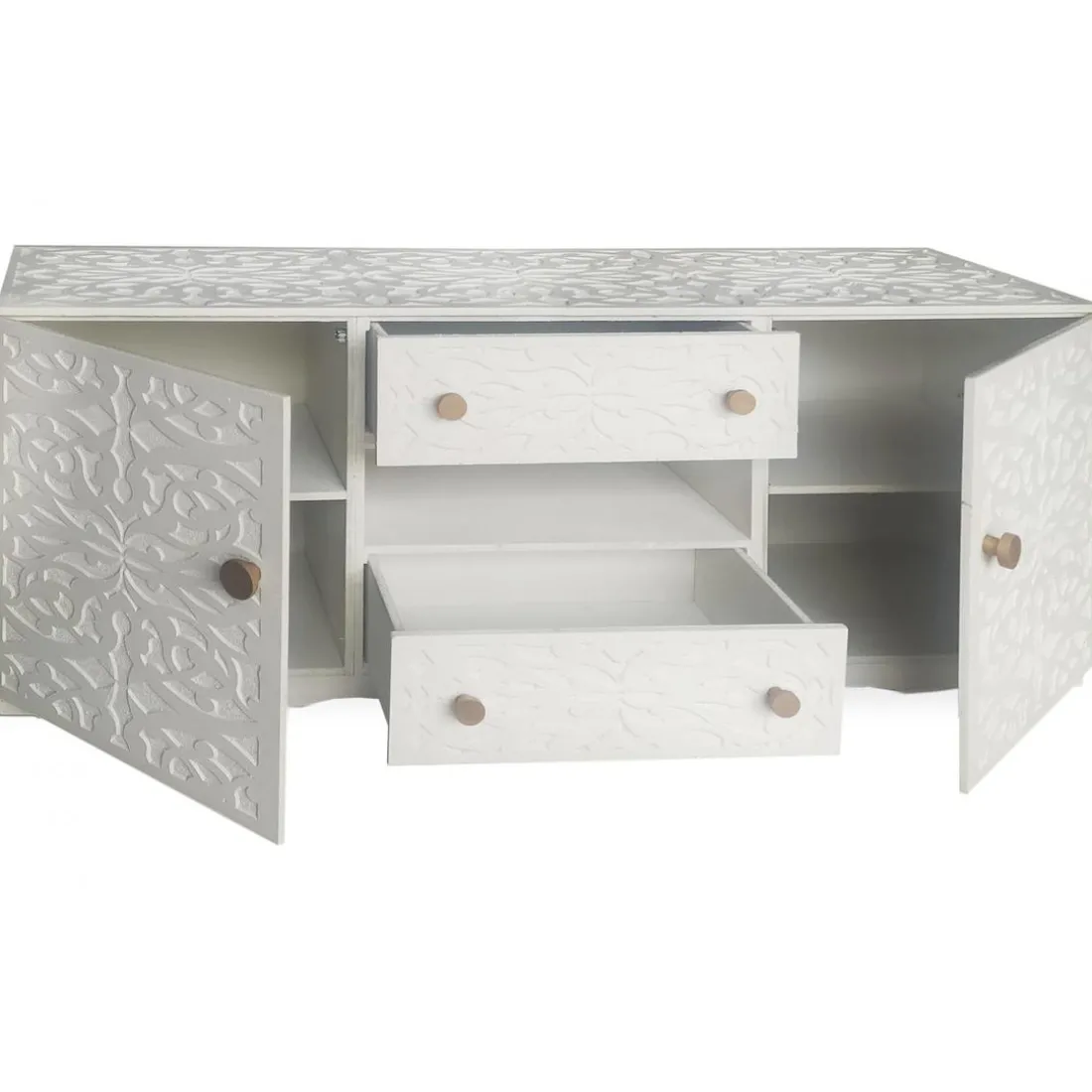 Buffet avec moulures PORTO Bois Blanc et Or