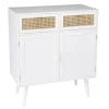 Buffet blanc 2 portes 2 tiroirs cannage naturel