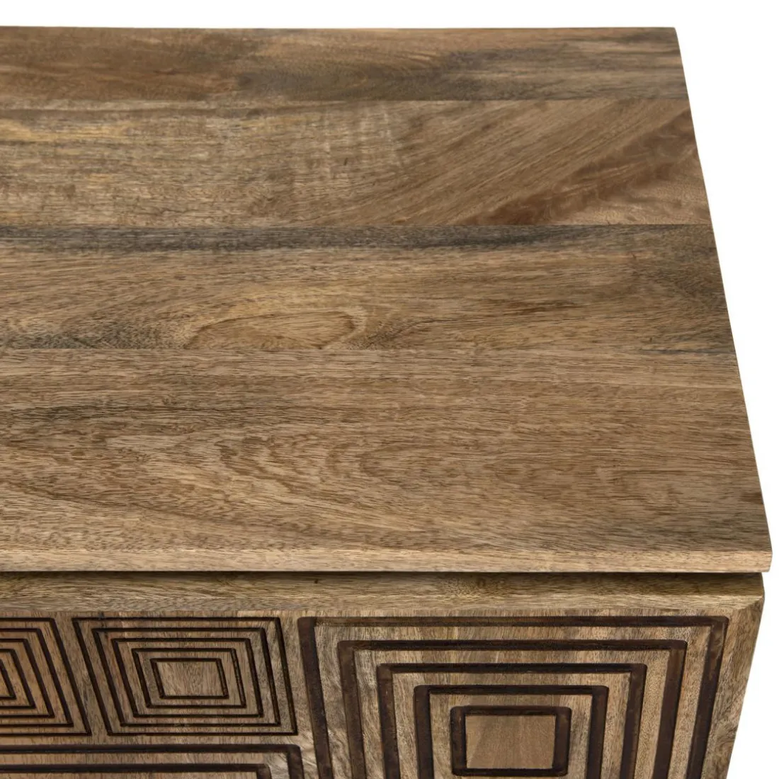 Buffet bois Manguier 177x45cm 4 portes 2 étagères Goa