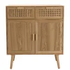 Buffet couleur naturel 2 tiroirs cannage 2 portes - RODRIGO