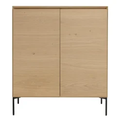Buffet couleur naturelle 2 portes 3 étagères pieds métal noir MAXENDRE