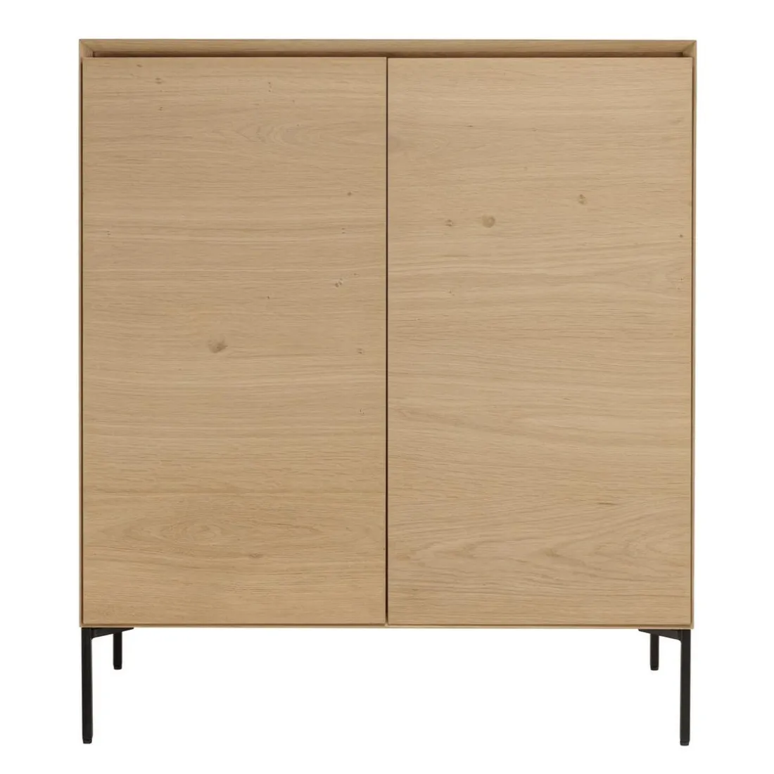 Buffet couleur naturelle 2 portes 3 étagères pieds métal noir MAXENDRE