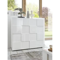 Buffet de salon laqué blanc 2 portes en bois DAMA