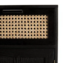 Buffet EMILIO Noir 2 Tiroirs 2 Portes Cannage