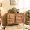 Buffet en bois de teck recyclé, 2 portes texturées