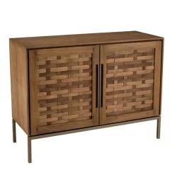 Buffet en bois de teck recyclé, 2 portes texturées