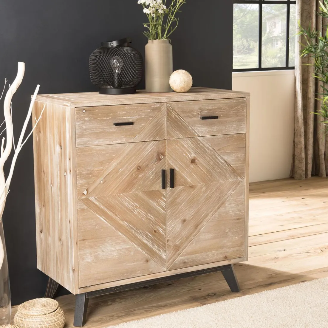 Buffet MANDY Scandi 2 Tiroirs 2 Portes