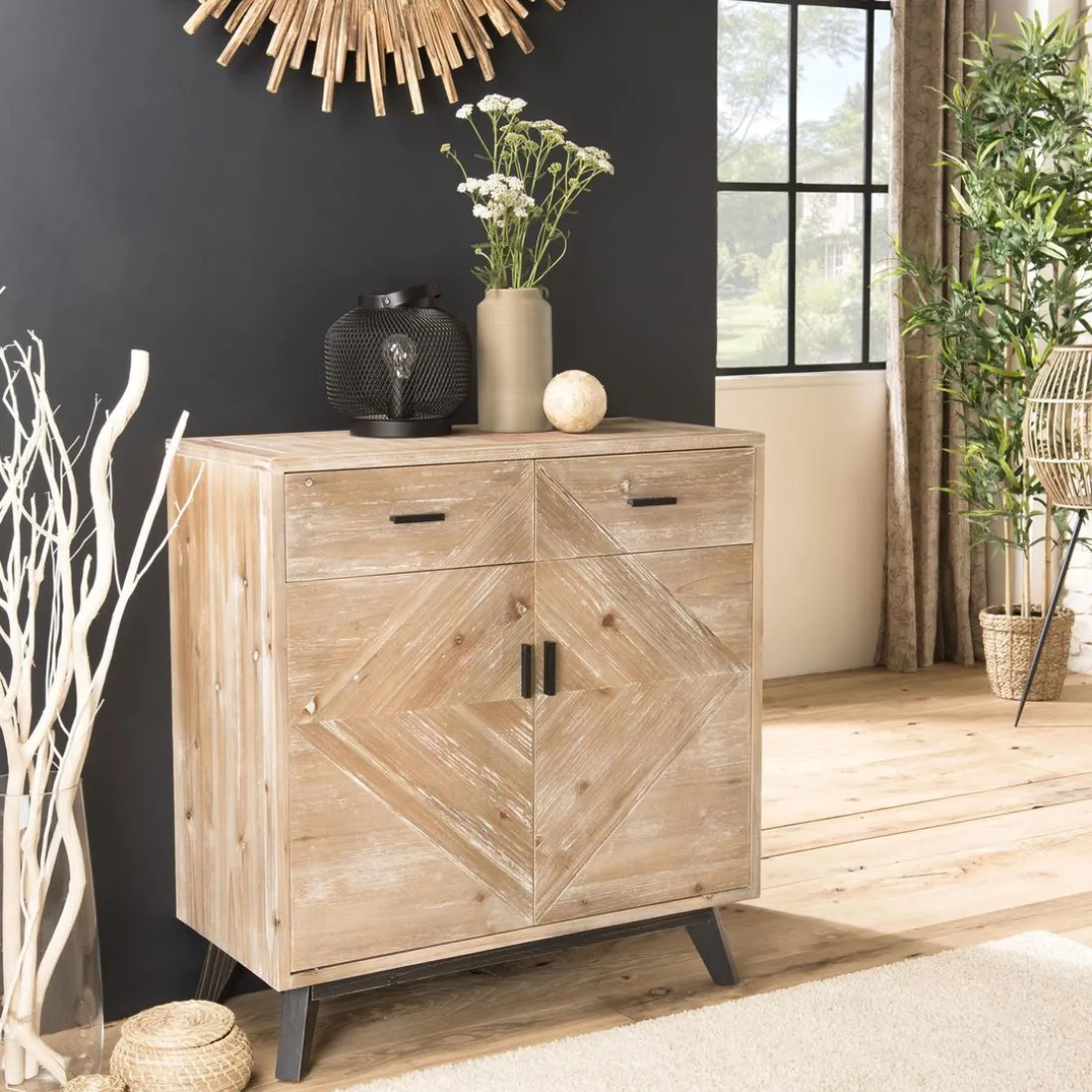 Buffet MANDY Scandi 2 Tiroirs 2 Portes