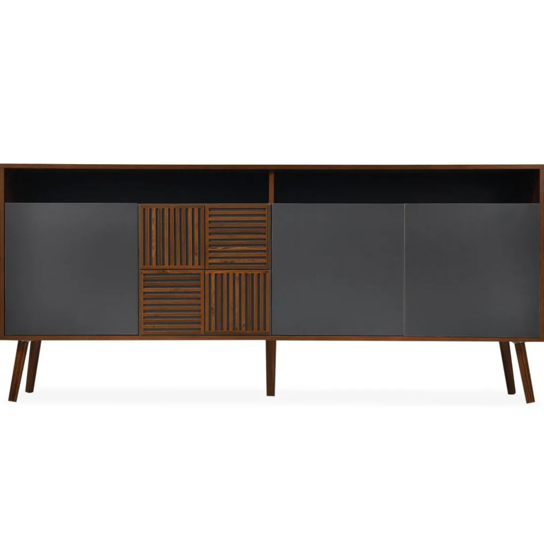 Buffet moderne avec portes battantes Jarvis Bois foncé et Gris