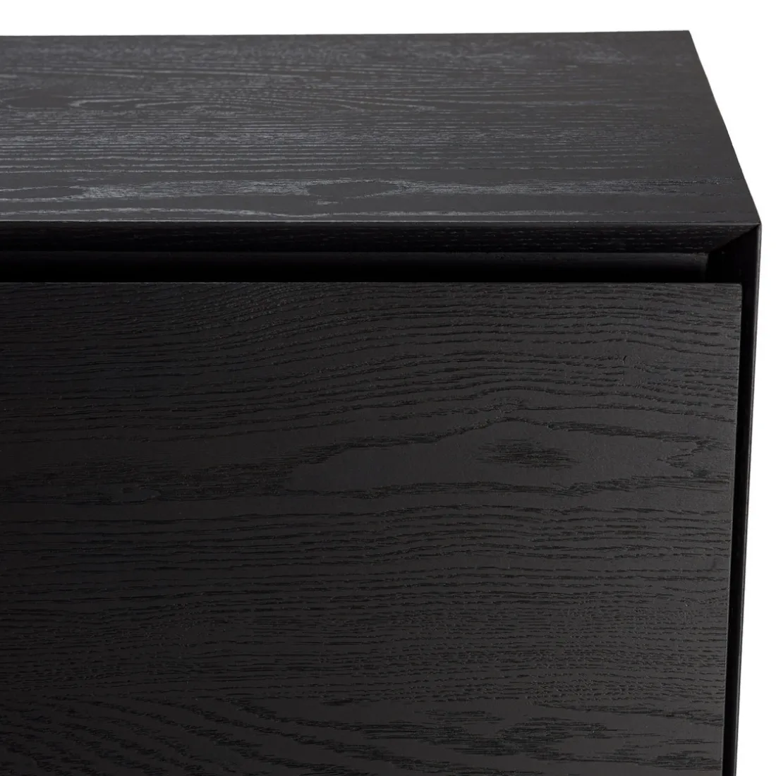 Buffet noir 2 portes 3 étagères pieds métal noir MAXENDRE