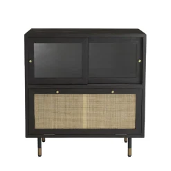Buffet Noir 3 Tiroirs 2 Portes Cannage YANIS