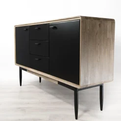 Buffet PALOMA Marron 3 Tiroirs 2 Portes Bois Et Métal