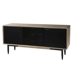 Buffet PALOMA Marron 3 Tiroirs 2 Portes Bois Et Métal