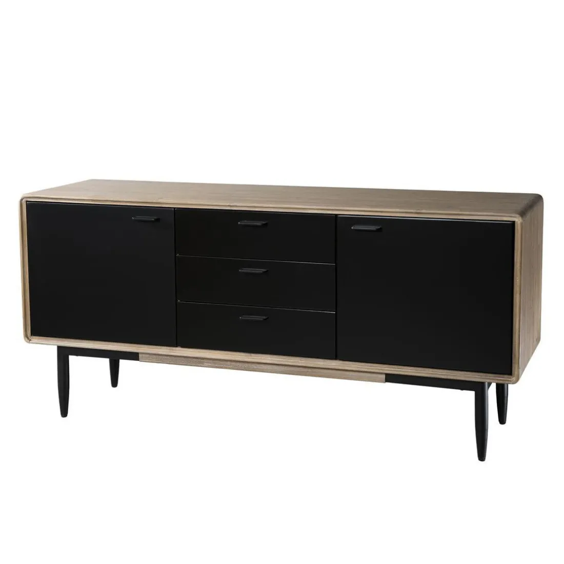 Buffet PALOMA Marron 3 Tiroirs 2 Portes Bois Et Métal