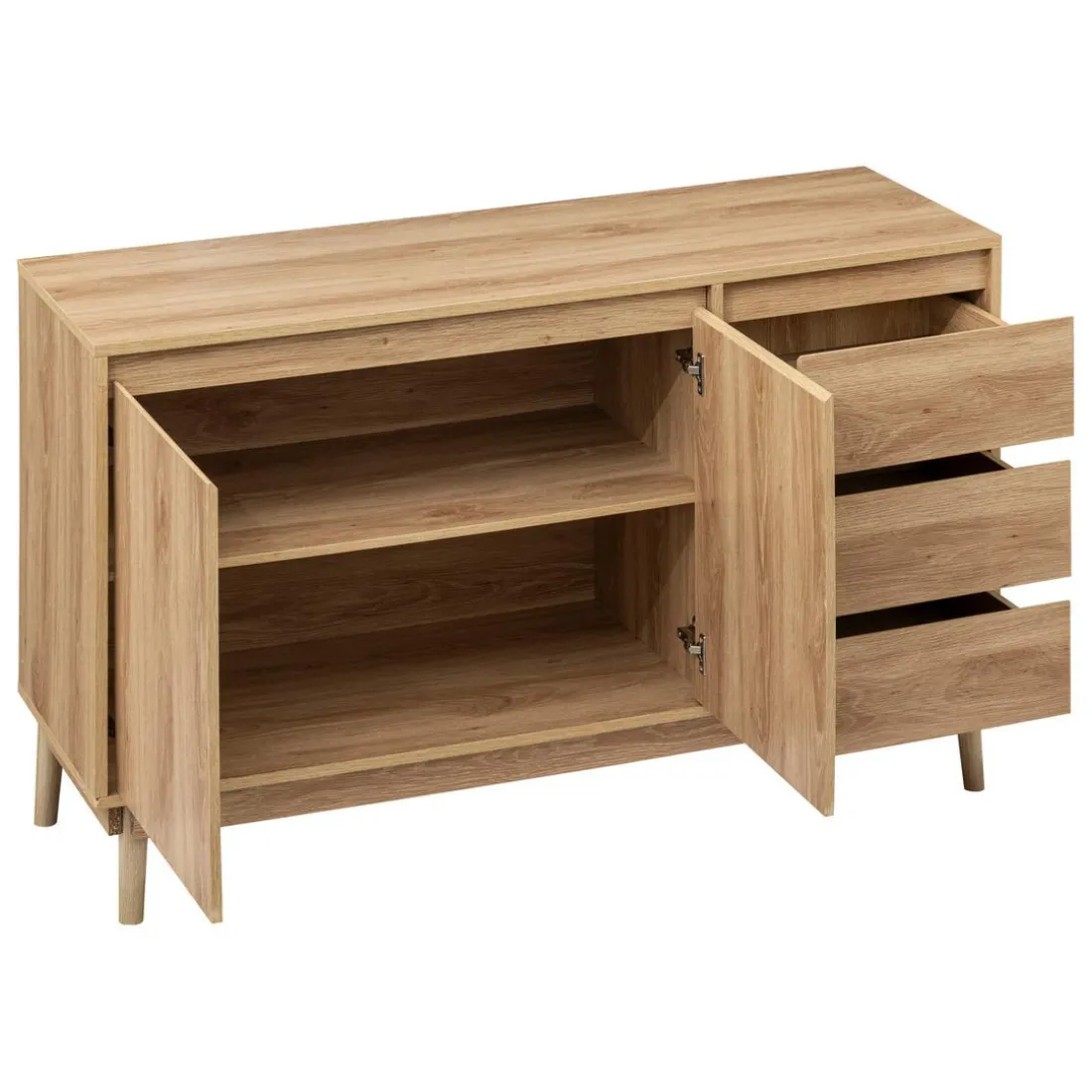 Buffet placard 3 tiroirs effet chêne naturel