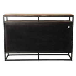Buffet SIXTINE 3 Portes Et 1 Étagère Bois Teck Recyclé Acacia Mahogany Et Métal