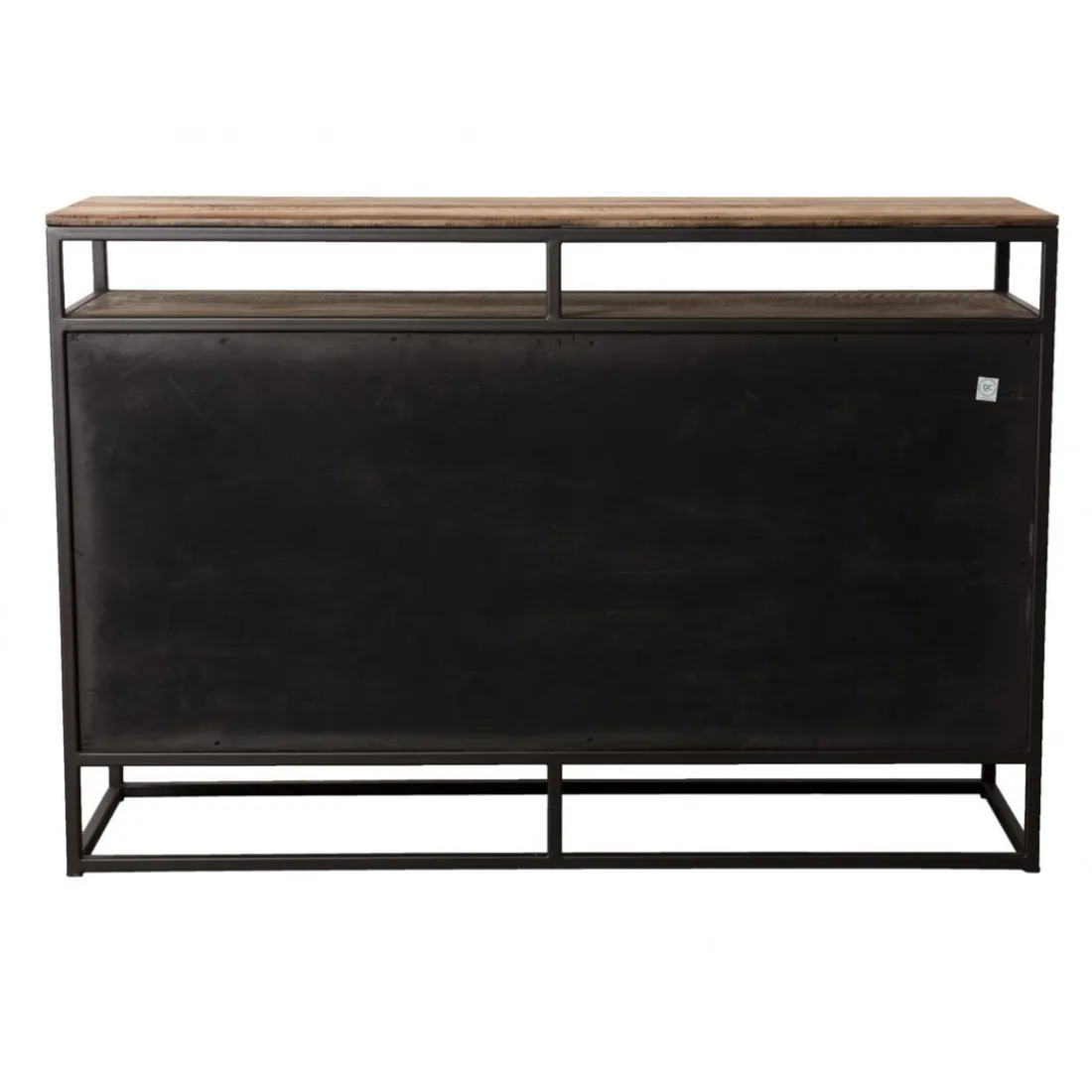 Buffet SIXTINE 3 Portes Et 1 Étagère Bois Teck Recyclé Acacia Mahogany Et Métal