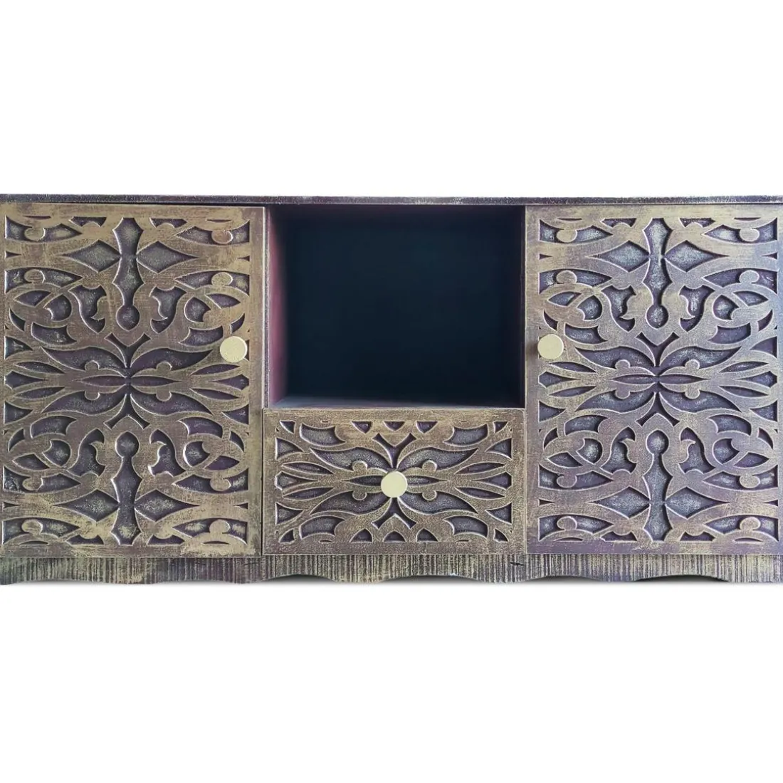 Buffet style oriental avec moulures Portofino Bois Marron et Or