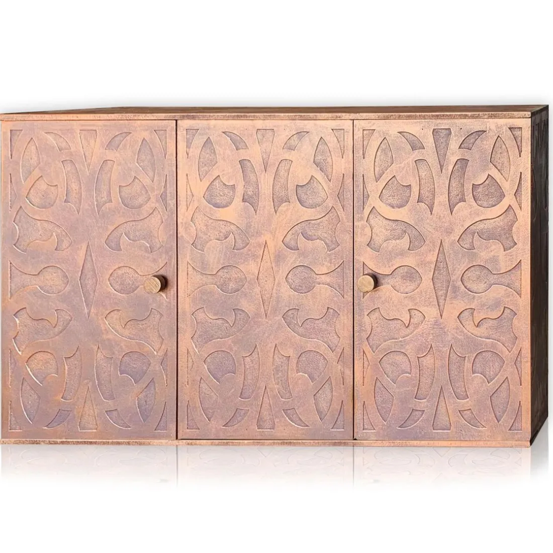Buffet style oriental en bois sculpté Malago Cuivre patiné
