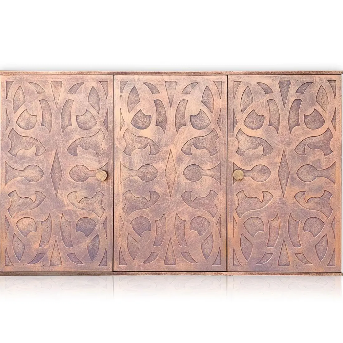 Buffet style oriental en bois sculpté Malago Cuivre patiné