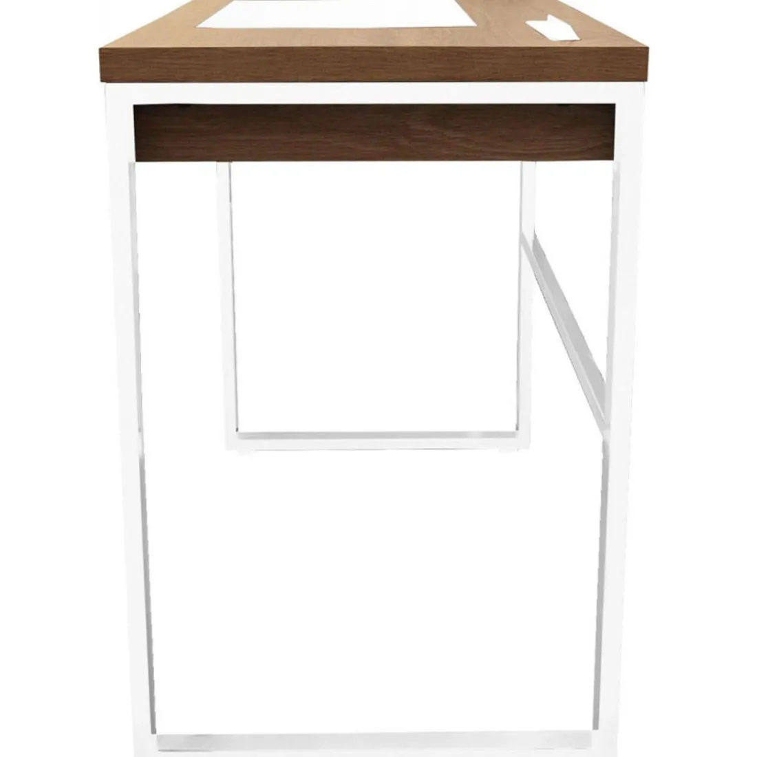 Bureau à 2 Tiroirs en Bois Marron et Métal Blanc LUCIUS