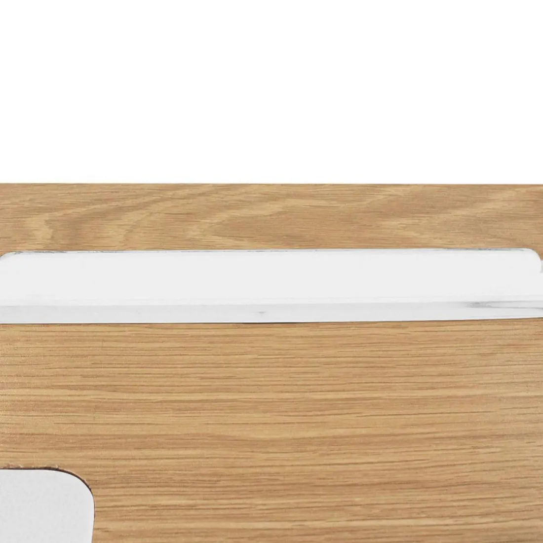 Bureau à 2 Tiroirs en Bois Marron et Métal Blanc LUCIUS