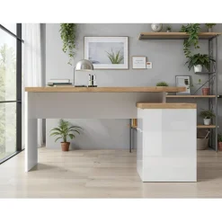 Bureau 2 portes 1 tiroir poigné en métal EASY
