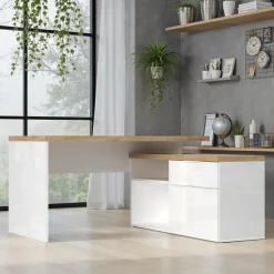 Bureau 2 portes 1 tiroir poigné en métal EASY