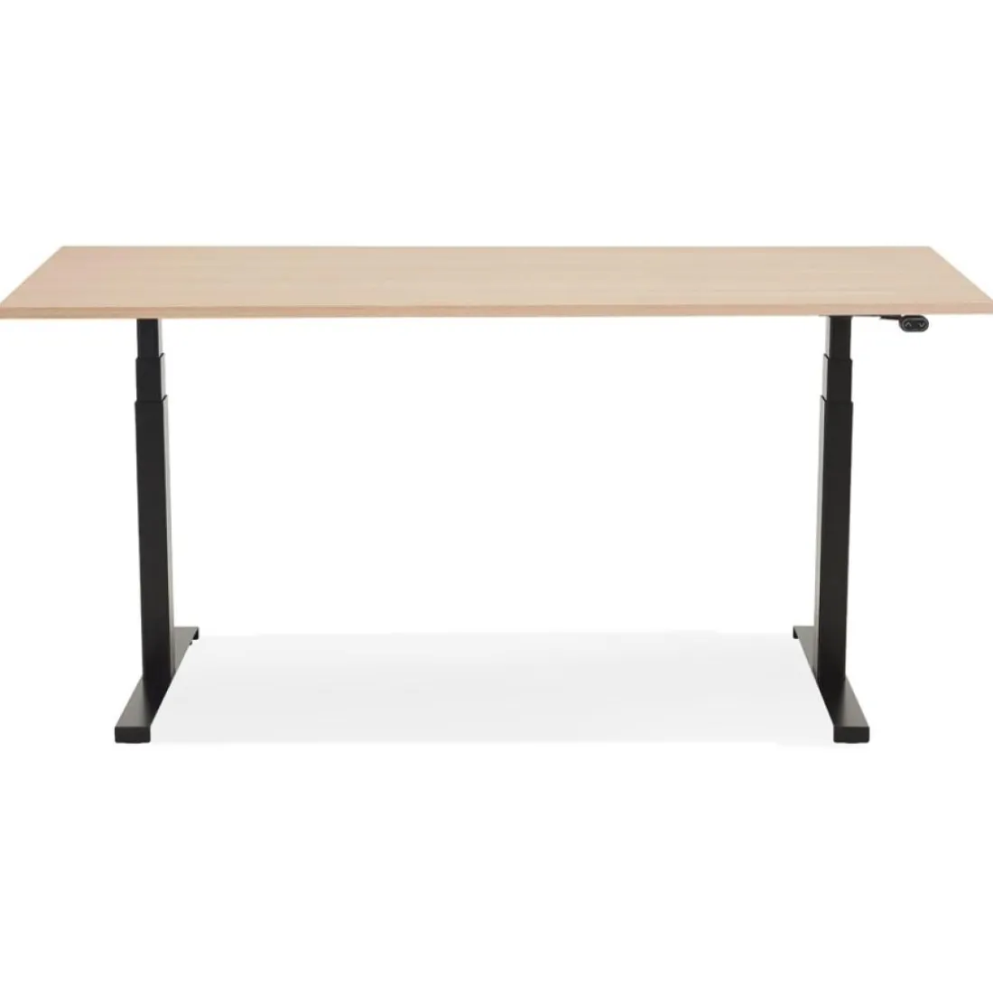 Bureau assis debout électrique 'TRONIK' noir avec plateau en bois finition naturelle