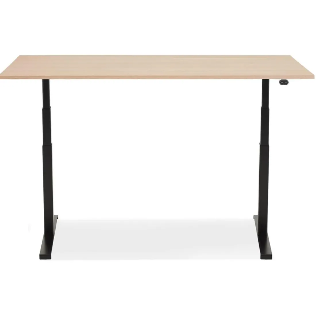 Bureau assis debout électrique 'TRONIK' noir avec plateau en bois finition naturelle