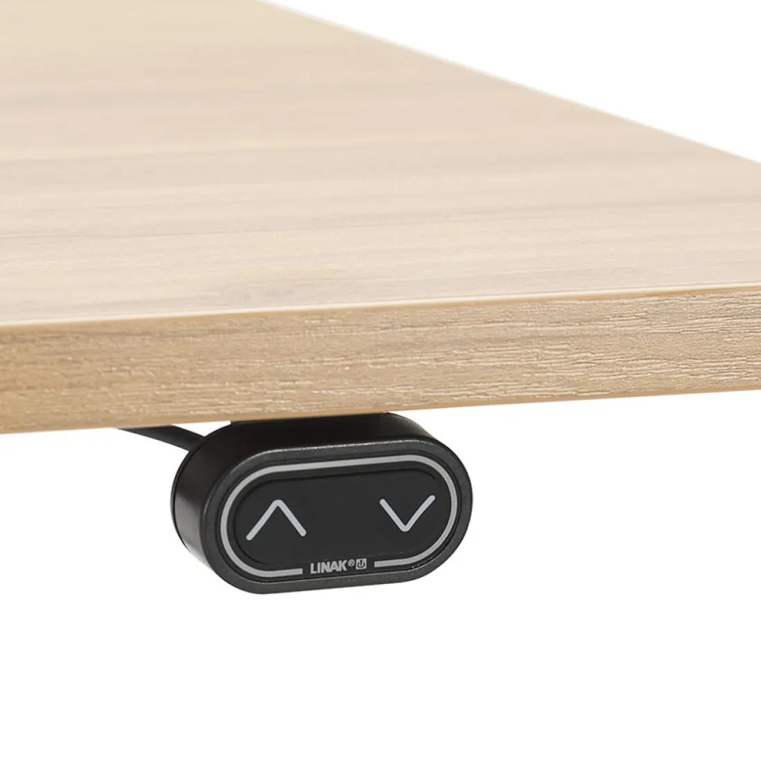 Bureau assis debout électrique 'TRONIK' noir avec plateau en bois finition naturelle