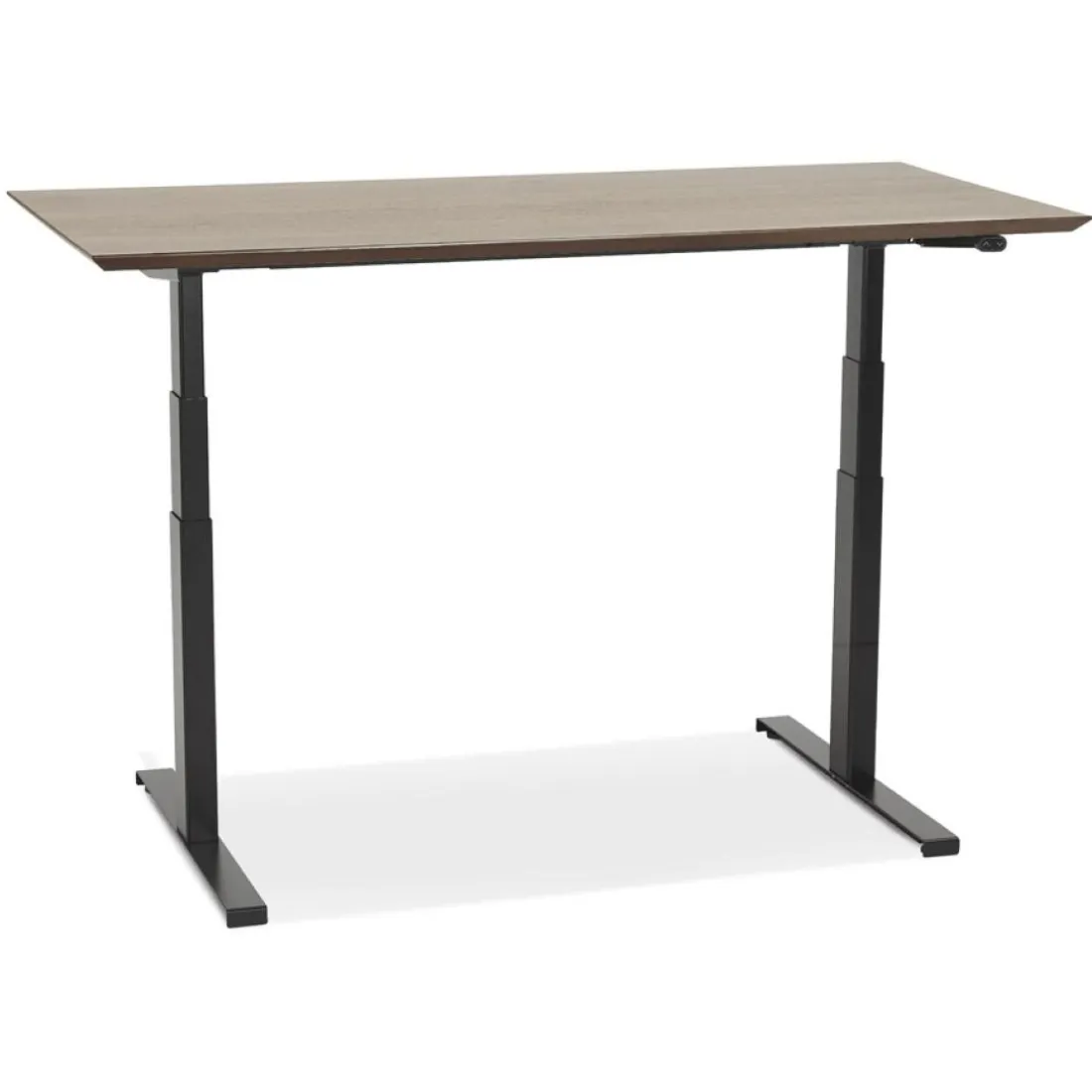 Bureau assis-debout électrique 'BIONIK'avec plateau en bois finition Noyer et pied en métal noir