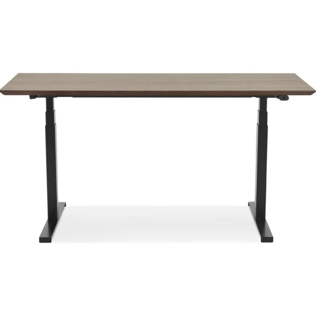 Bureau assis-debout électrique 'BIONIK'avec plateau en bois finition Noyer et pied en métal noir