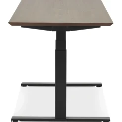 Bureau assis-debout électrique 'BIONIK'avec plateau en bois finition Noyer et pied en métal noir
