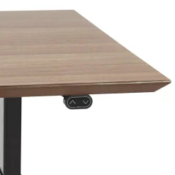 Bureau assis-debout électrique 'BIONIK'avec plateau en bois finition Noyer et pied en métal noir