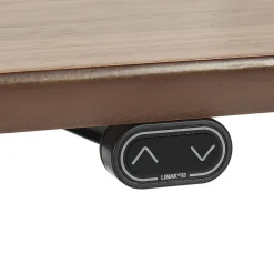Bureau assis-debout électrique 'BIONIK'avec plateau en bois finition Noyer et pied en métal blanc